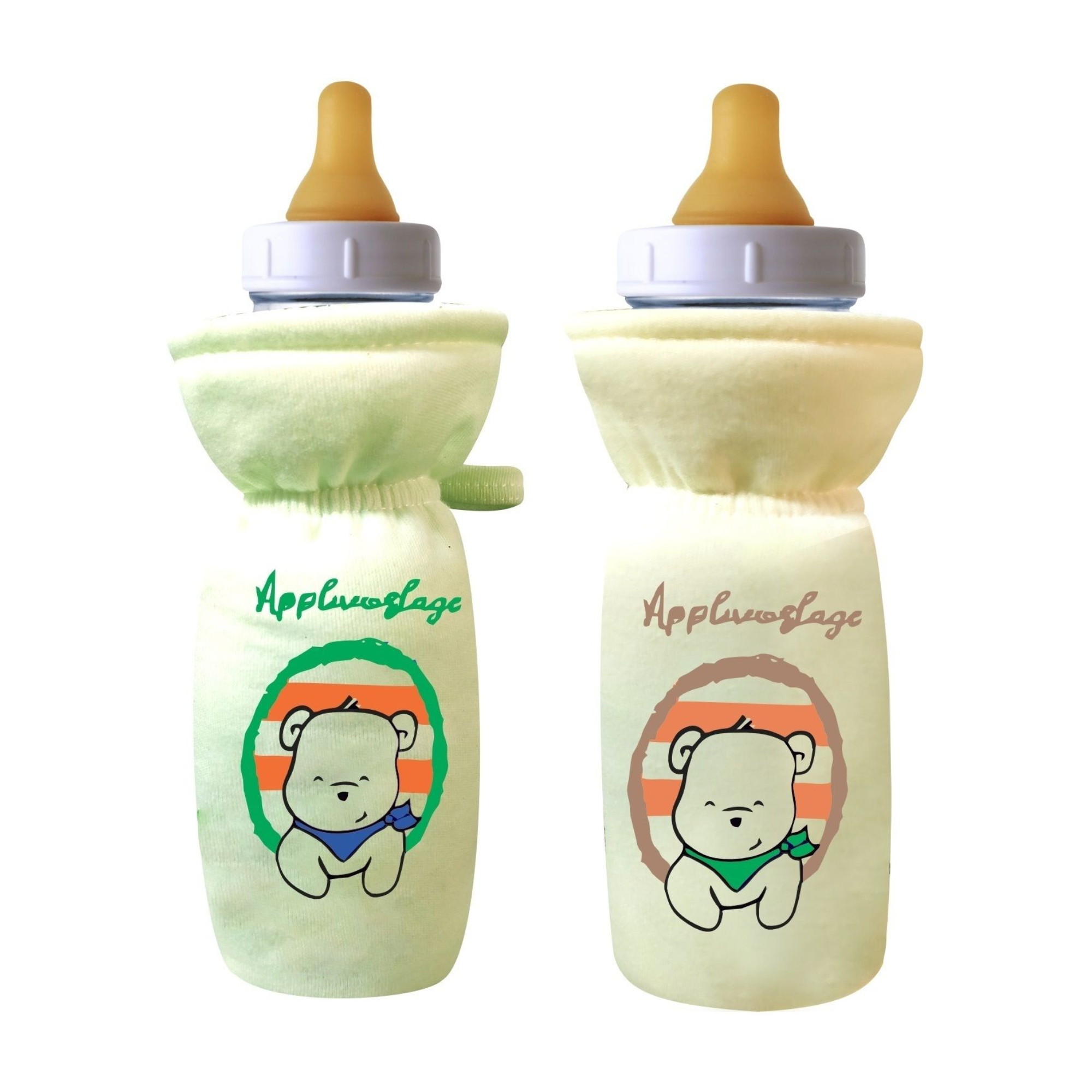 Stretchable Baby Feeding Bottle Cover Green-Yellow 